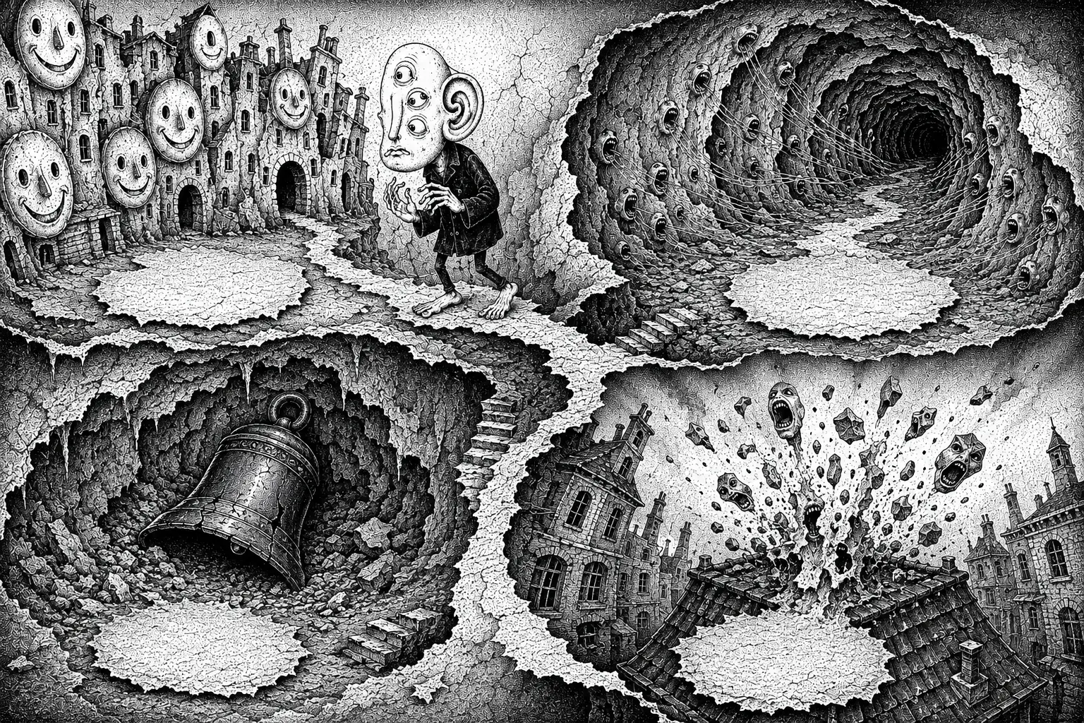 Illustrated EERZO journey through four strange places